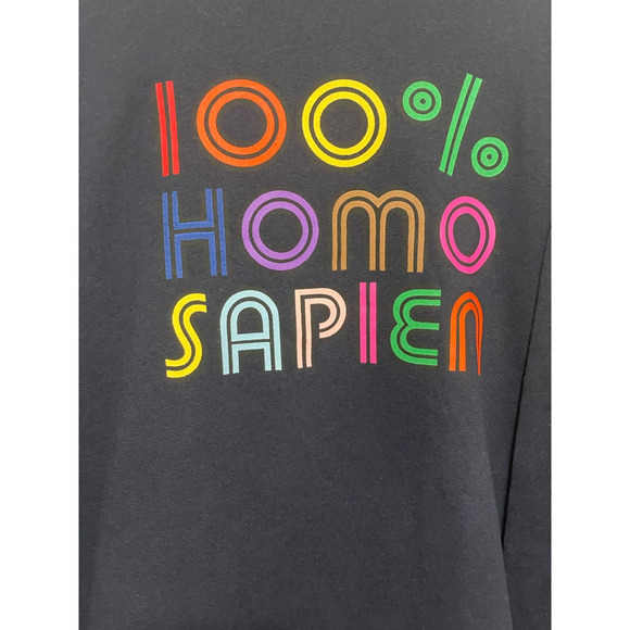 The Phluid Project Hoodie Sweatshirt Drawstring Homo Sapien Print Blue M M NWOT - Picture 2 of 9